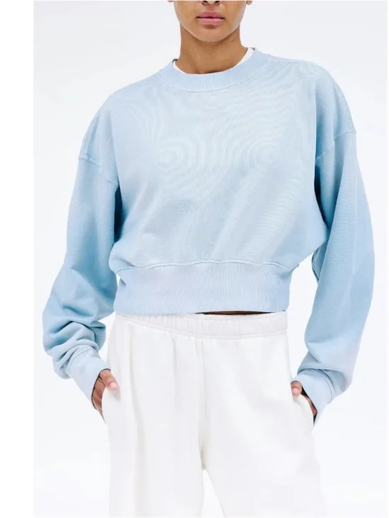 New SLVRLAKE Light Blue Cropped Crewneck Sweatshirt  Size Small Cotton - Picture 6 of 14